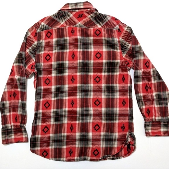 True Grit Red and Black Casual Button Down Shirt Red/Black Aztec Print Sz L - Picture 2 of 12